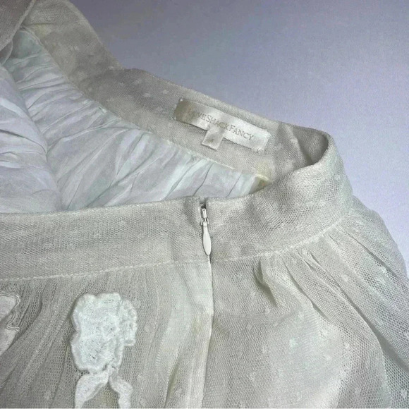 LoveShackFancy Rowena Tulle Midi Skirt 4 S Embroidered Floral Appliqué Bridal - Picture 8 of 14